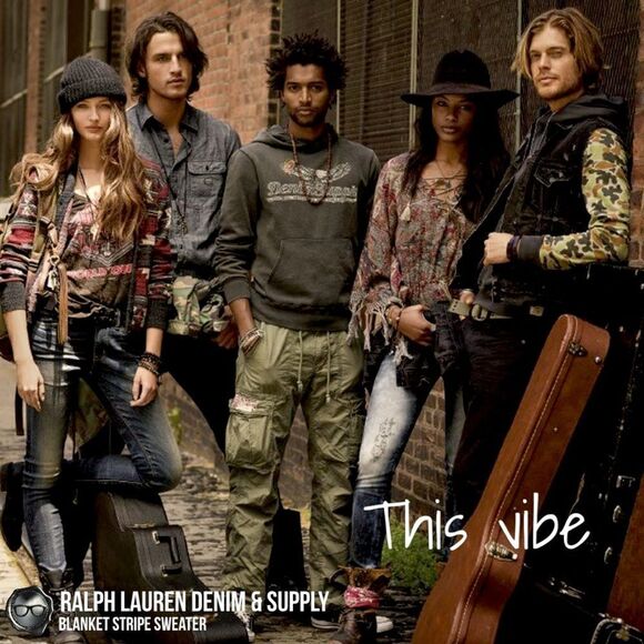 RALPH LAUREN DENIM & SUPPLY BLANKET STRIPE WOOL BLEND SWEATER WOMEN SIZE MEDIUM - Picture 14 of 15